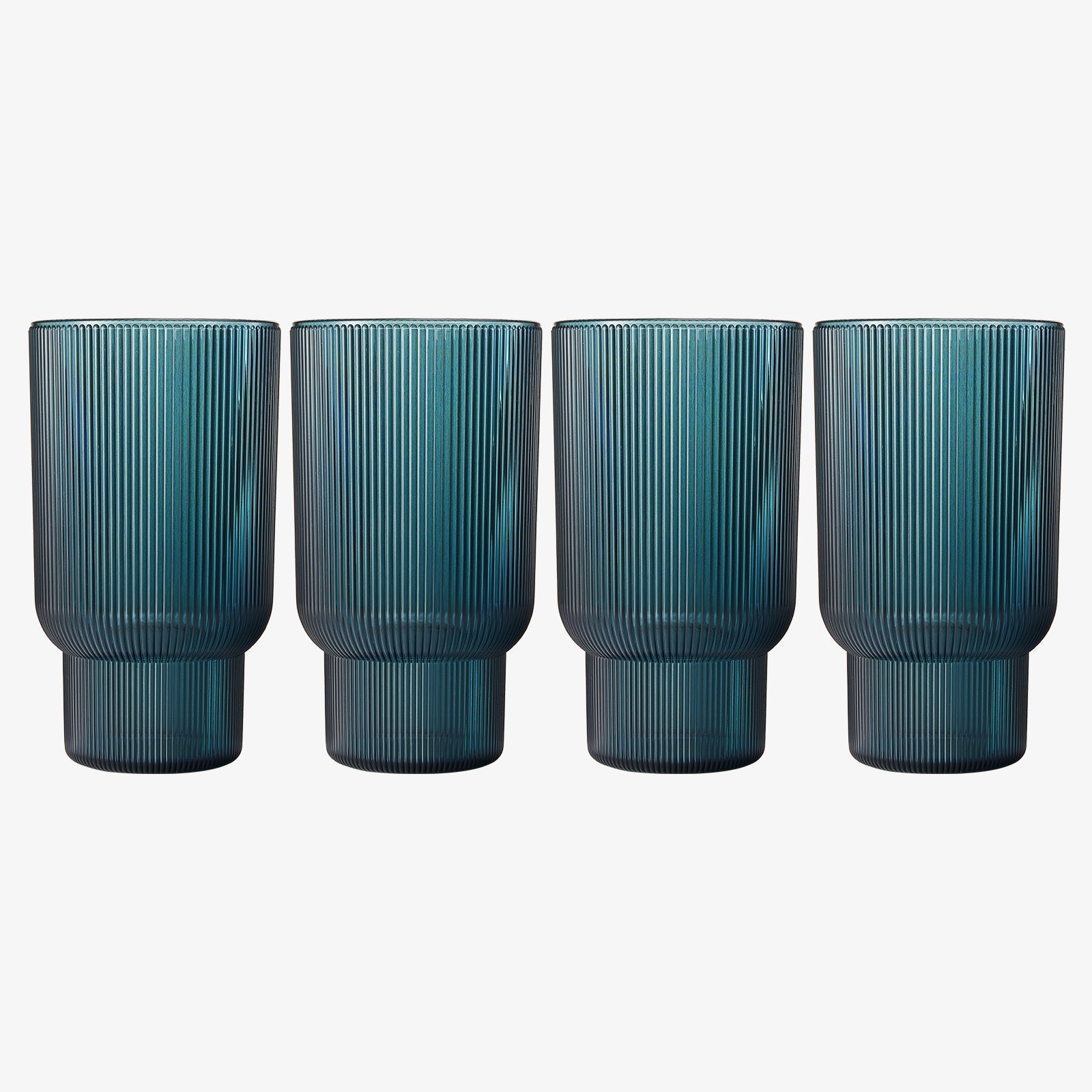 Eze Acrylic Ribbed Highball Glassware, Set of 4