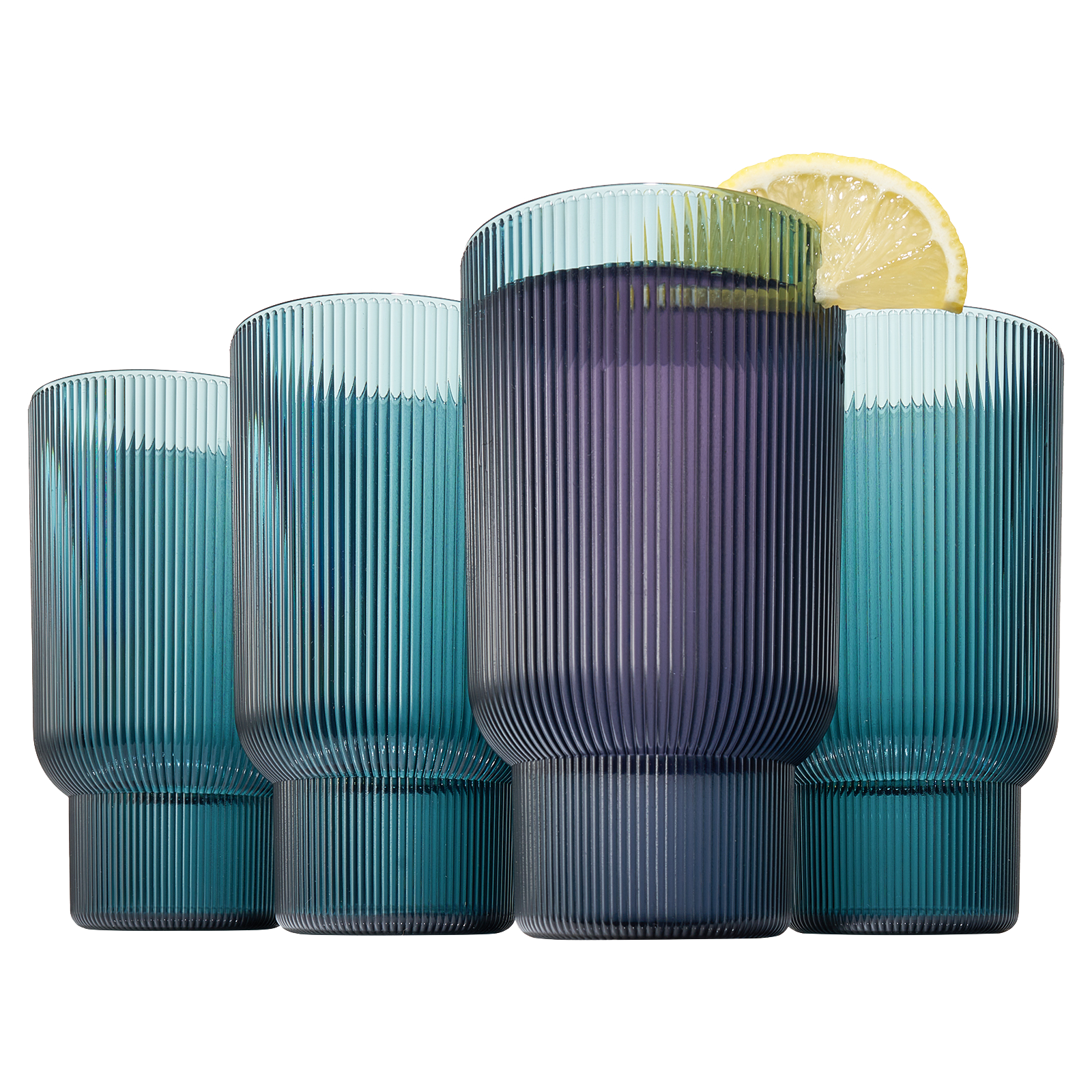 Eze Acrylic Ribbed Highball Glassware, Set of 4