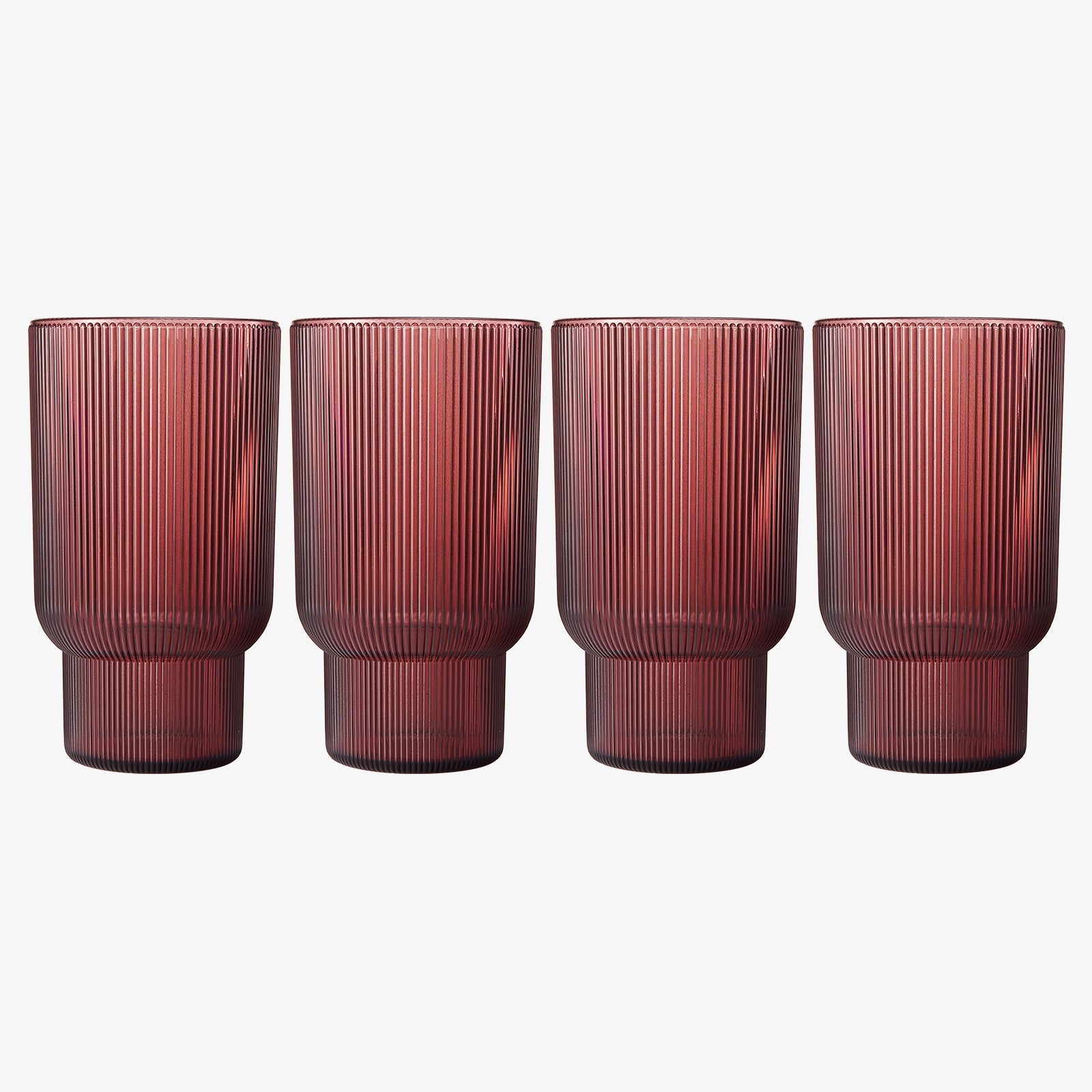 Eze Acrylic Ribbed Highball Glassware, Set of 4