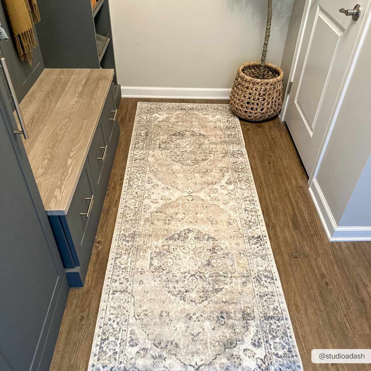 Rudo Beige Washable 7ft Runner Rug