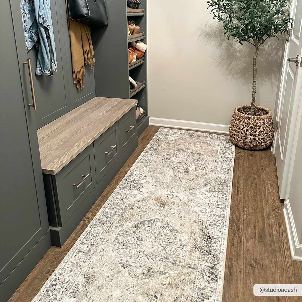 Rudo Beige Washable 7ft Runner Rug