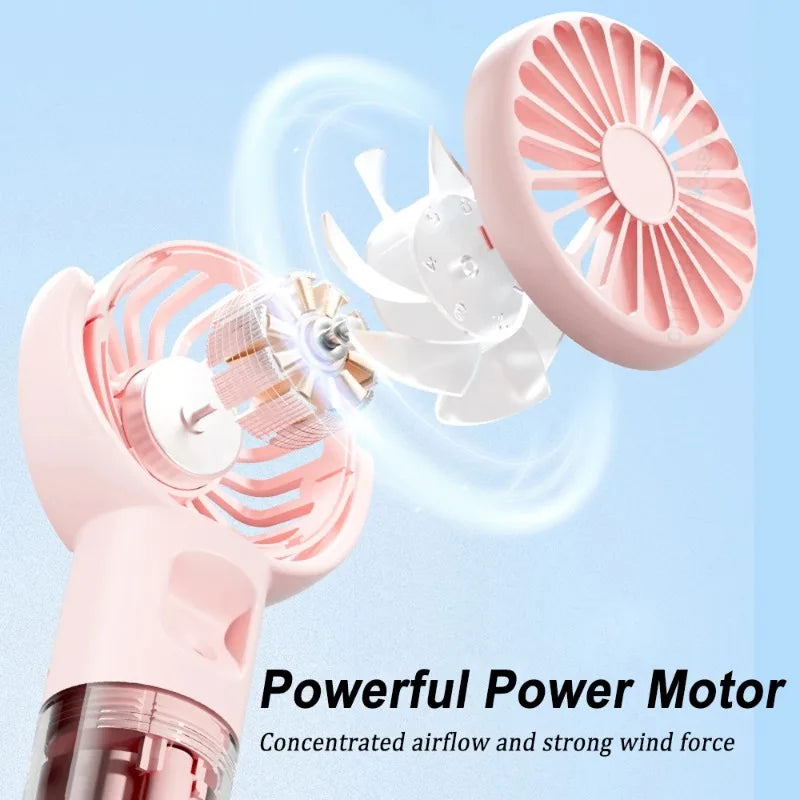 Portable Water Mist Fan Mini Handheld Fan USB Charging 4 Speeds Hanging Neck Spray Fans Portable Personal Hand Held Small Fan