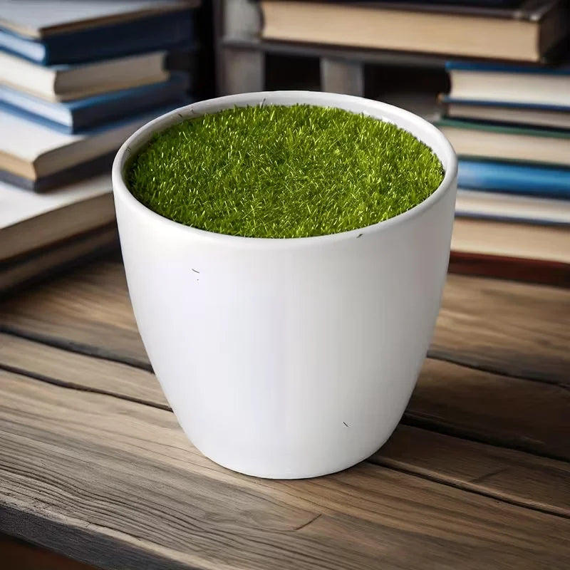 2PCS Plastic Plant Flower Pot Artificial Thick Pot Plants Pot Nursery Pot Artificial Lawn Vase White Home Garden Decoration