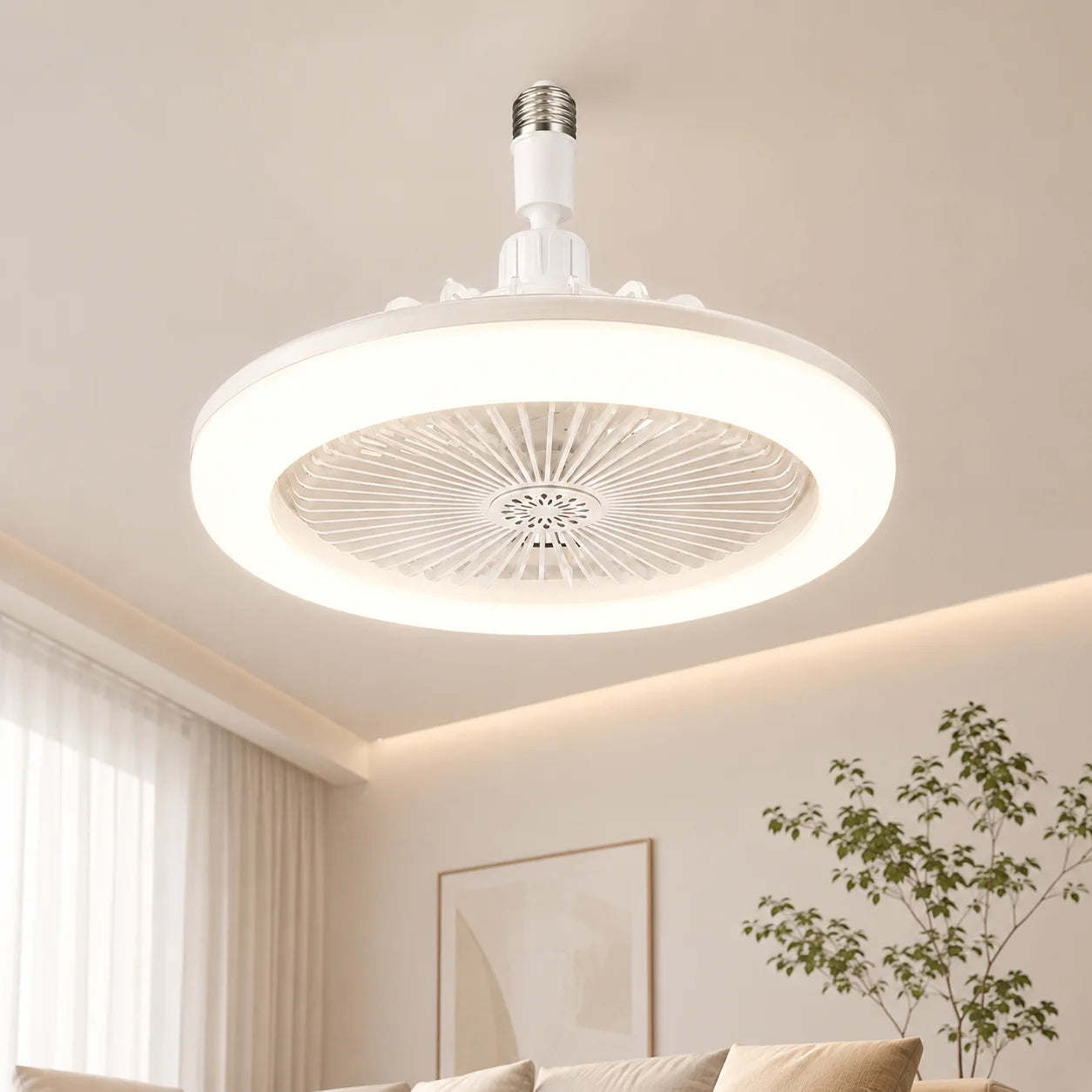 E27 3 in 1  Ceiling Fan Light with Remote Control Rotatable LED Lamp Converter Base for Bedroom Living Room Kitchen Home Decor