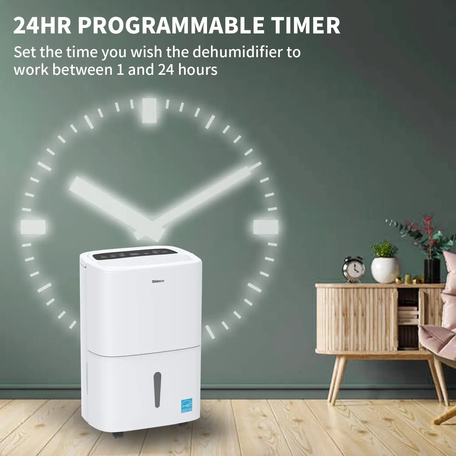 Shinco 5,000/6,000 Sq.Ft Energy Star Dehumidifier, Ideal for Large Rooms and Home Basements, Efficient Moisture Removal,1.32 Gallons