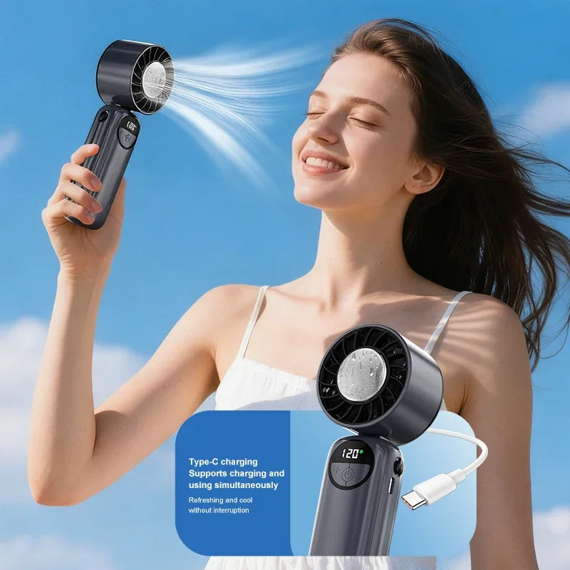 New Handheld Portable Cooling Fan 120 Speeds Adjustable Refrigeration Quite Mini Turbo Fan Type-C High Speed Cold Compress Fan