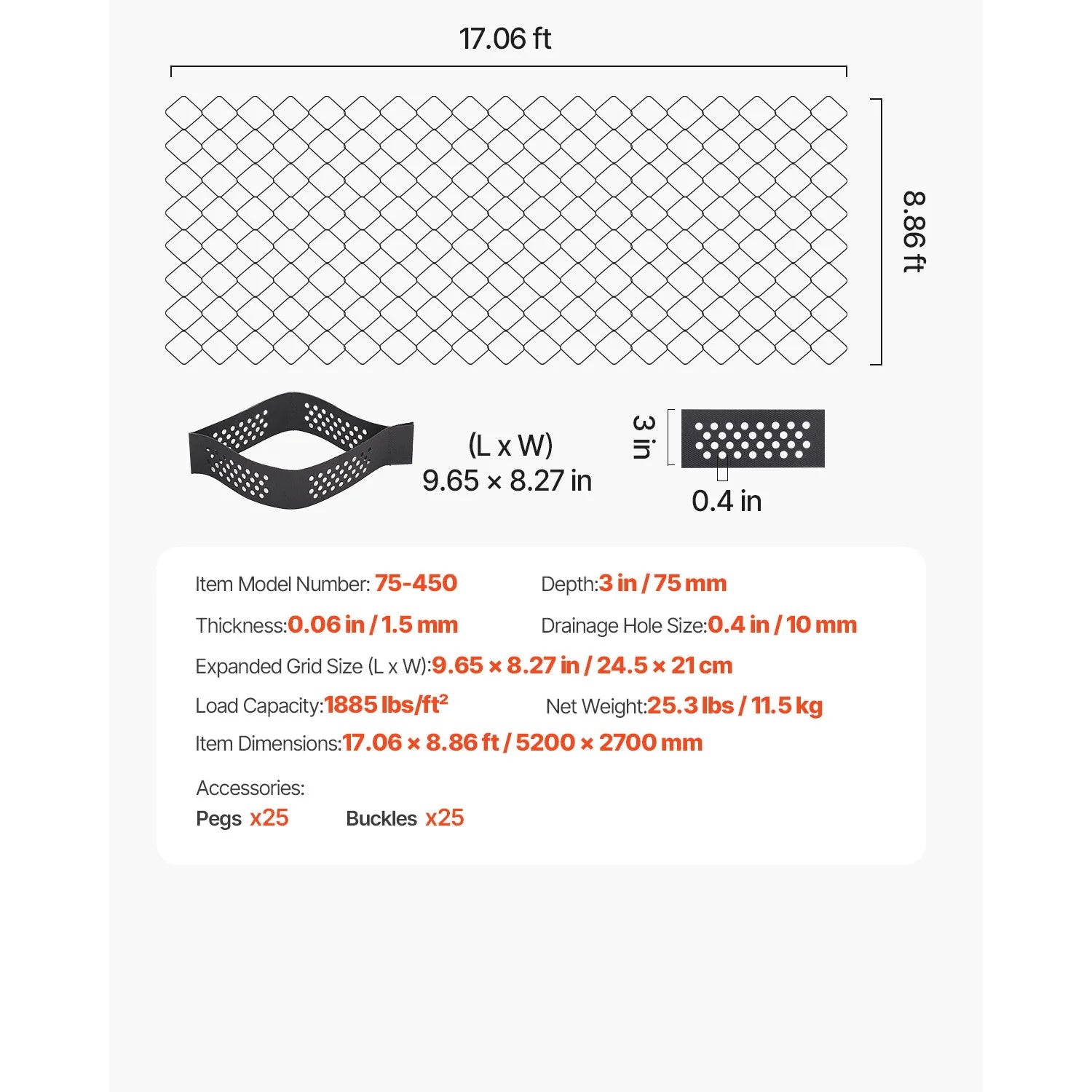 SucceBuy Gravel Grid 2Inch Depth 16.4x6.5FT/5000x1980mm 1880 LBS Per Sq ft Permeable Geo Grids Driveway Stabilization for Patio