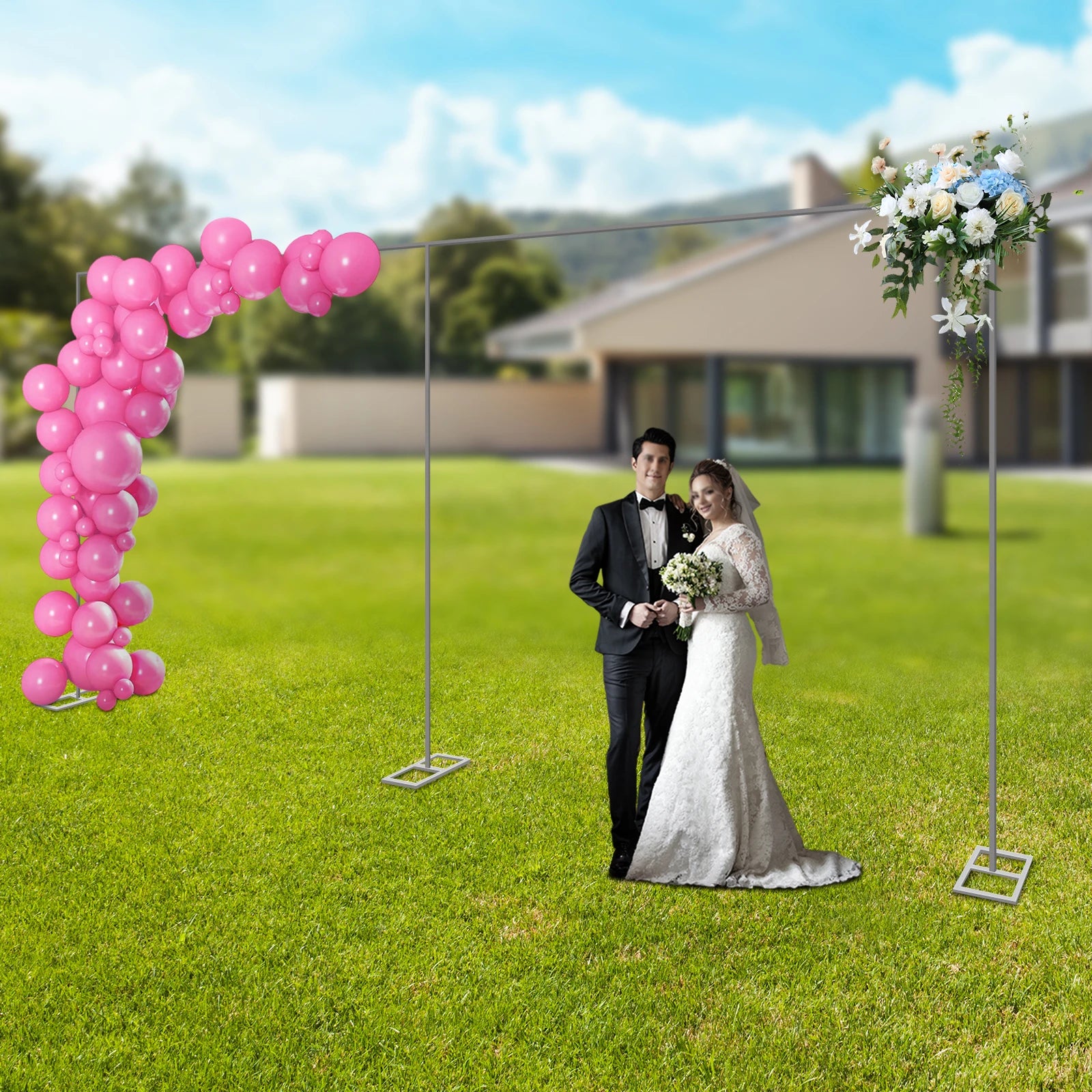10x20ft Heavy Duty Wedding Backdrop Stand 6M x 3M Square Metal Arch Frame Kit for Stage, Photography, Party, Curtain Support