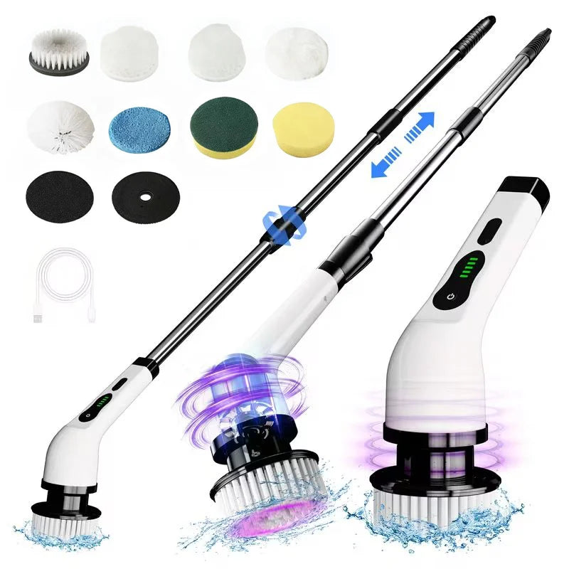 Multifunctional Wireless Electric Spin Scrubber, Cordless Rotating Cleaning Brush for Bathroom, Kitchen, Window & Car Use.