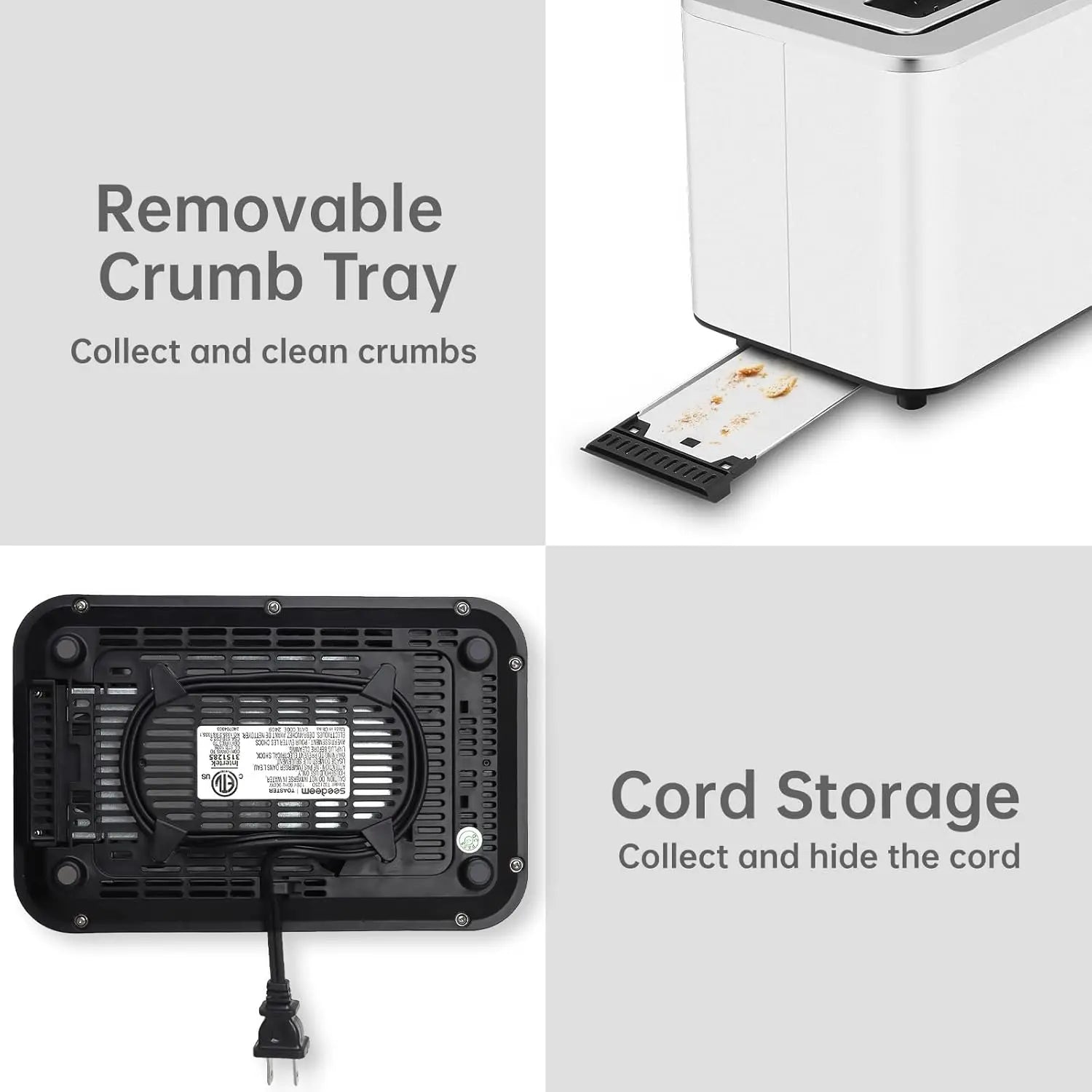 Toaster 2 Slice, Touch Control Screen, Smart Stainless Toaster, 6 Shade Setting, 6 Bread Selection, Countdown, Removable Crumb Tray, 900W,Household Appliances