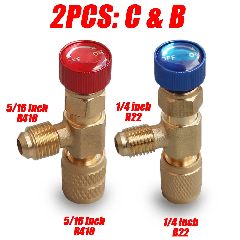 Liquid Safety Valve R410A R22 Air Conditioning Refrigerant Tool 1/4 "Safety Adapter Air Conditioning Repair And Fluoride