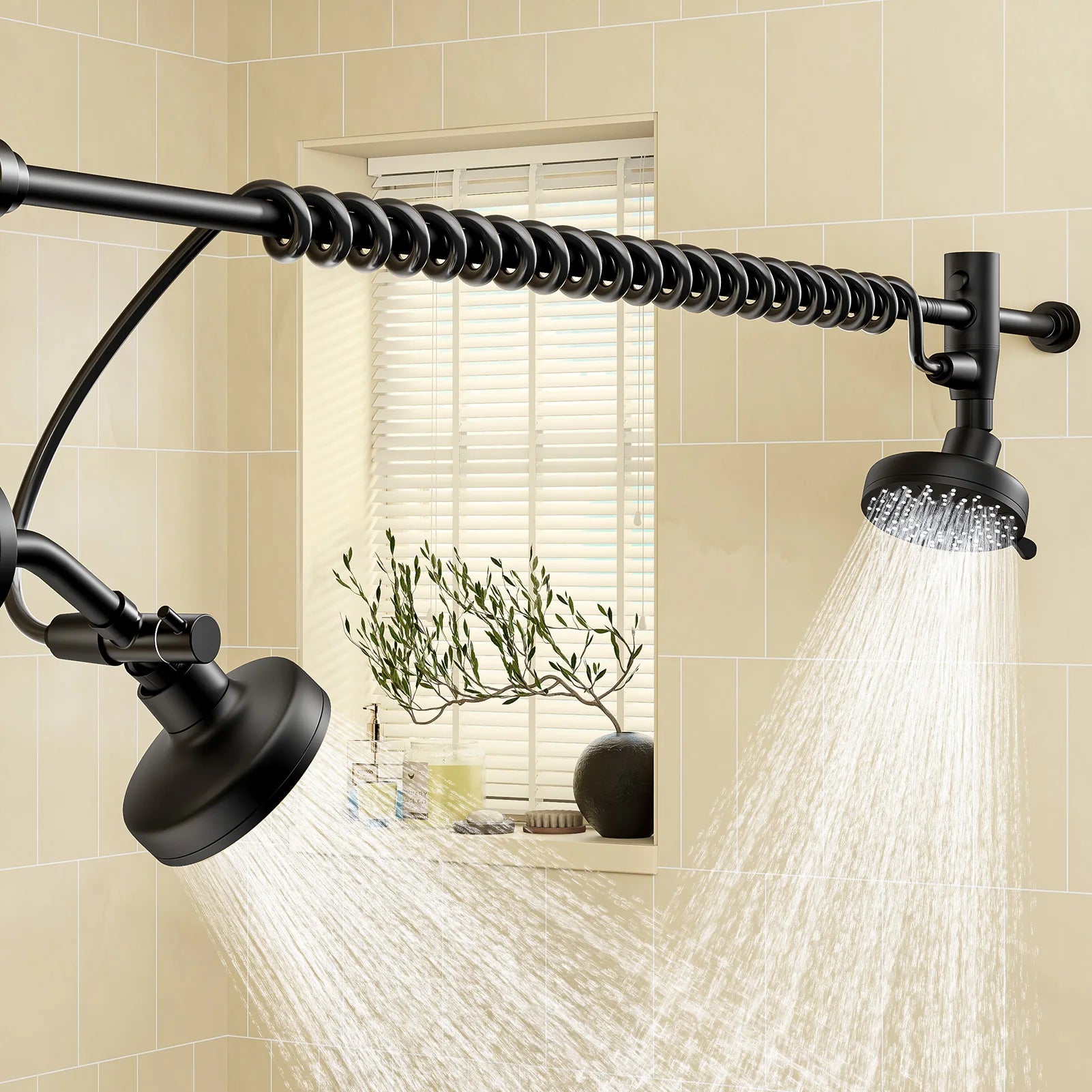 Tandem Shower Head For Couples, Dual Shower Head with Original Adjustable Slider, High Pressure Double Shower Head for Two