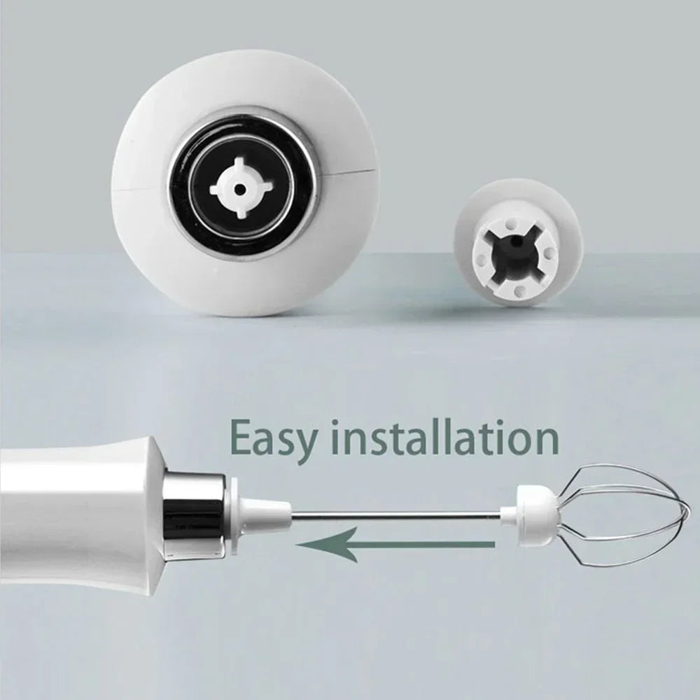 USB Rechargeable Electric Milk Frother Mini Handheld Foam Maker 3 Speed Whisks for Latte Coffee Cappuccino Stainless Steel Egg Beater Drink Mixer Hot Chocolate Blender Portable Cordless Kitchen Gadgets Tools