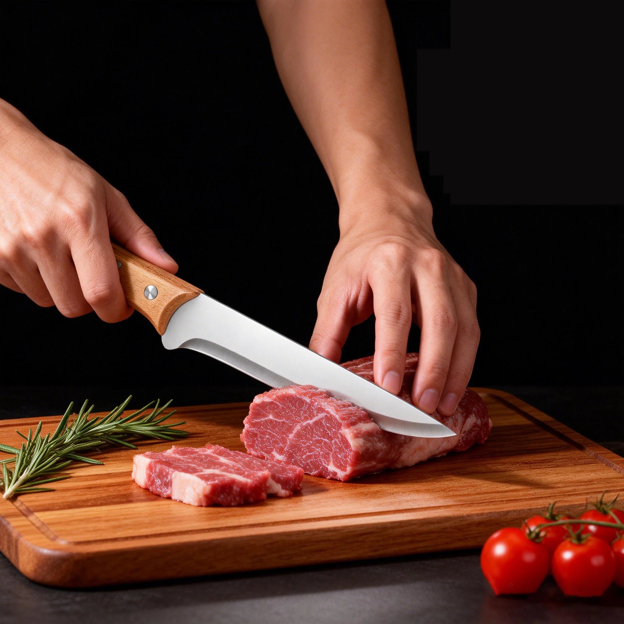Professional forging bone removal and slicing knife set, kitchen knife with wooden handle, meat cutting knife with blade sheath