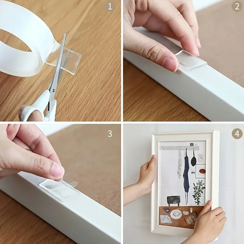 5m Double Contact Nano Tape Powerful Extra Strong Sided Adhesive for Kitchen and Bathroom Waterproof and Cleanable Tool