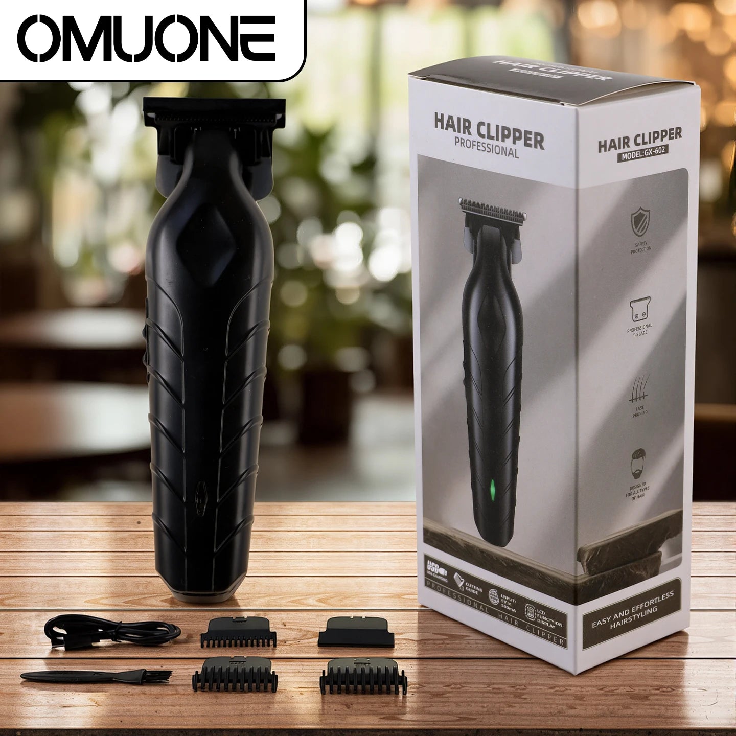 OMUONE Electric Hair Clipper UBS Rechargeable Cordless Beard Trimmer Men Powerful Electric Hair Clipper Trimming Tool