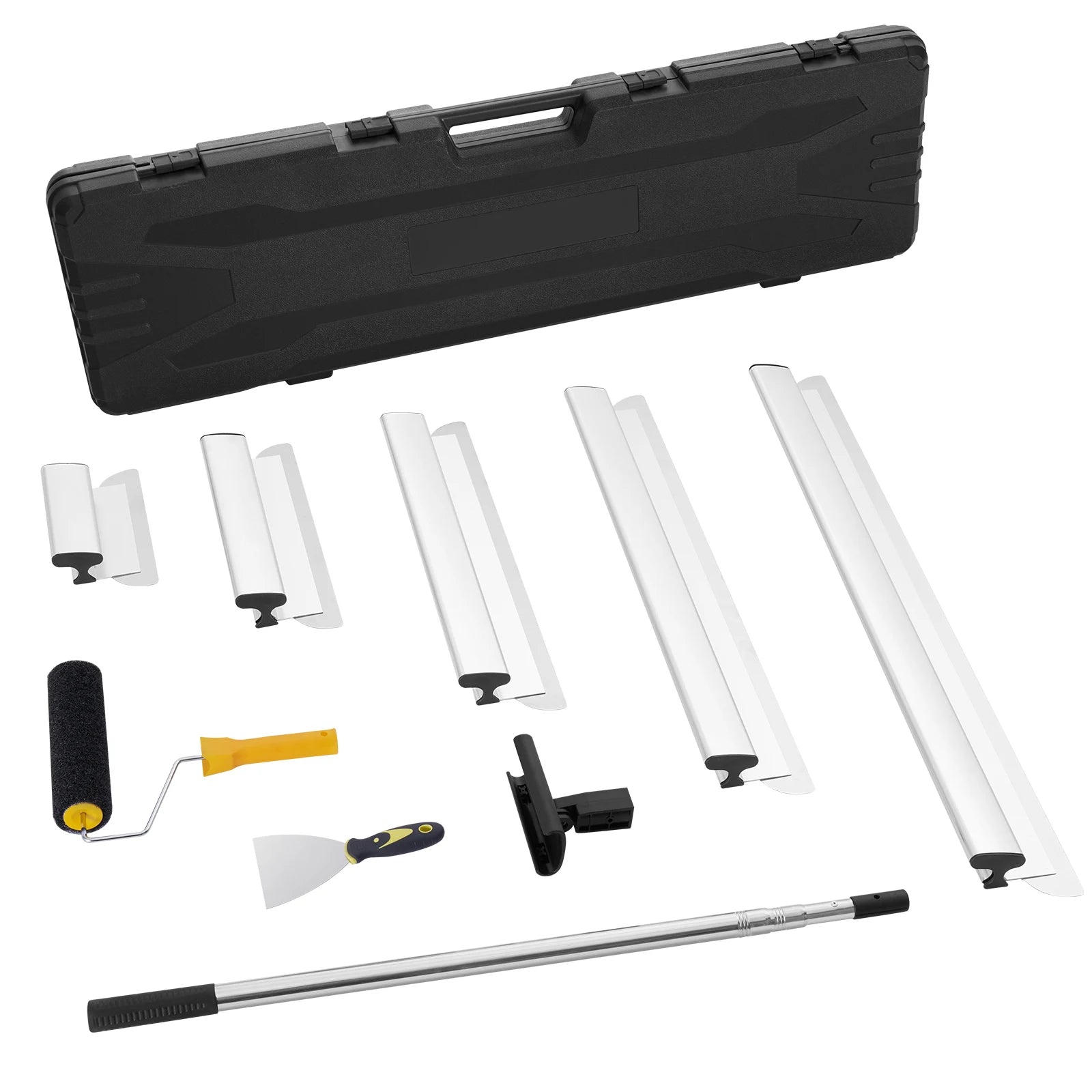 SucceBuy Drywall Skimming Blade Set 10/16/24/32/40 inch Skimming Blades + 34-81.6 in Extension Handle Pole Stainless Steel Knife