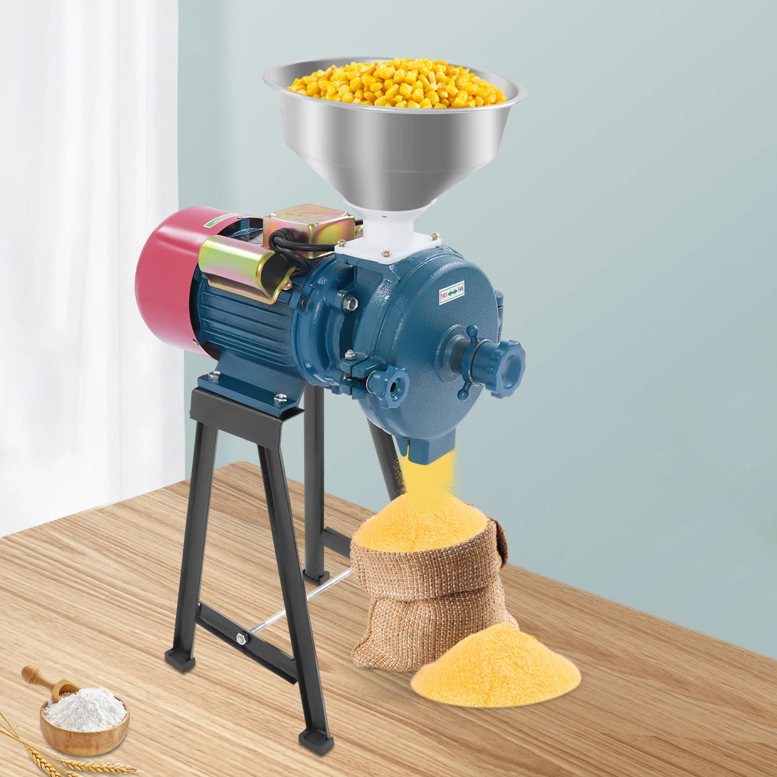 2200W Electric Grain Grinder, Commercial Mill Cereal Grinding Machine 60 Mesh Adjustable for Corn Coffee Herbs Spices