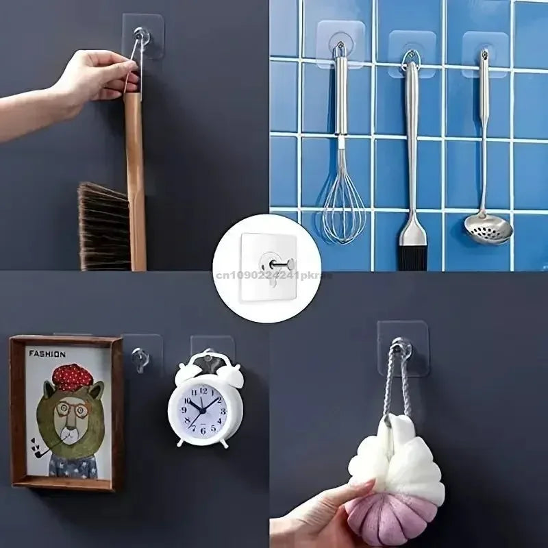 Punch-Free Screw Stickers Wall Picture Non-Marking Hook Invisible Traceless Picture Hanging Kitchen Bathroom Hanger Hook