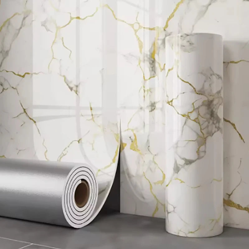 1 Roll Marble Thick Foam Bedroom Wallpaper Imitation Ceramic Tile Self-Adhesive Wallpaper Kitchen Anti Oil Stain Wall Sticker