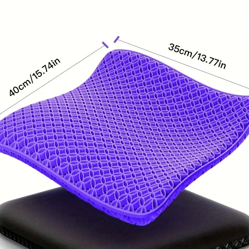 Honeycomb Gel Seat Cushion Breathable Cooling for Office Car Travel Ergonomic Support with Premium Gel Material & Non-Slip Base