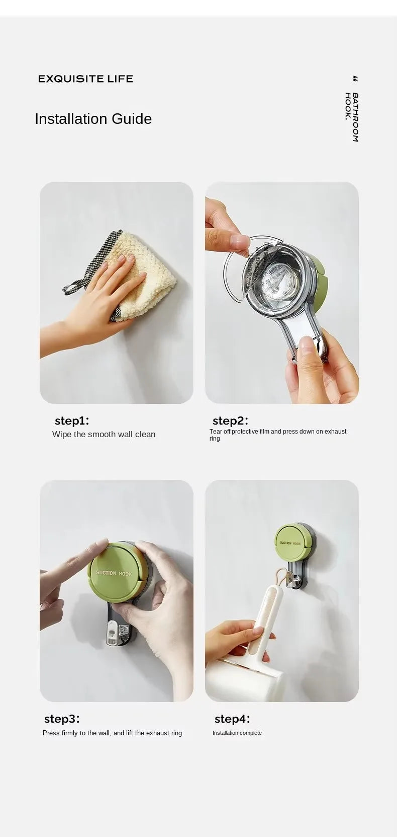 Strong Vacuum Suction Hooks Traceless No-Drilling Adhesive for Home Bathroom Kitchen Door Back Toilet Area Purpose Strong Hold