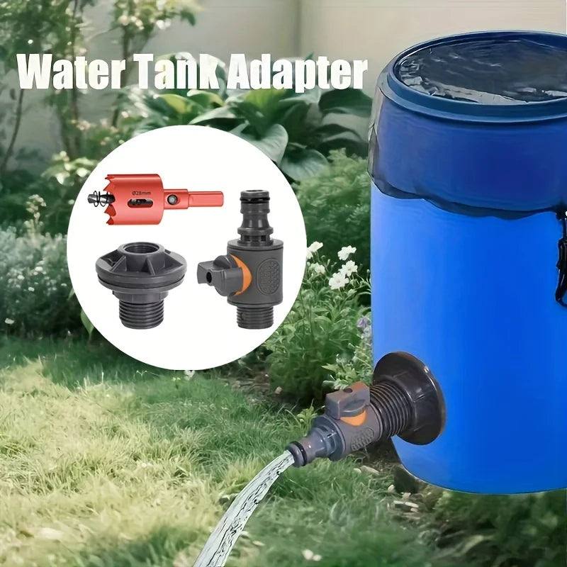 3Pcs Rain Barrel Spigot Kit – w/ Hole Punch & 1/2" Quick Hose Connector, Garden/Aquarium
