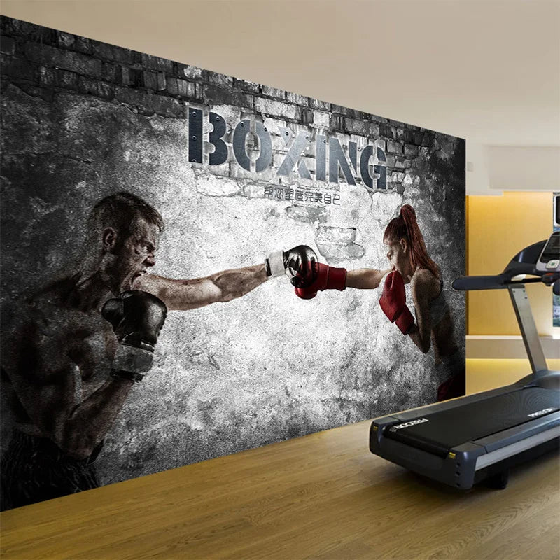 Custom Any Size Mural Wallpaper 3D Abstract Boxing Gym Beauty Guy Wallpaper Living Room Sofa TV Home Furnishing Waterproof Mural