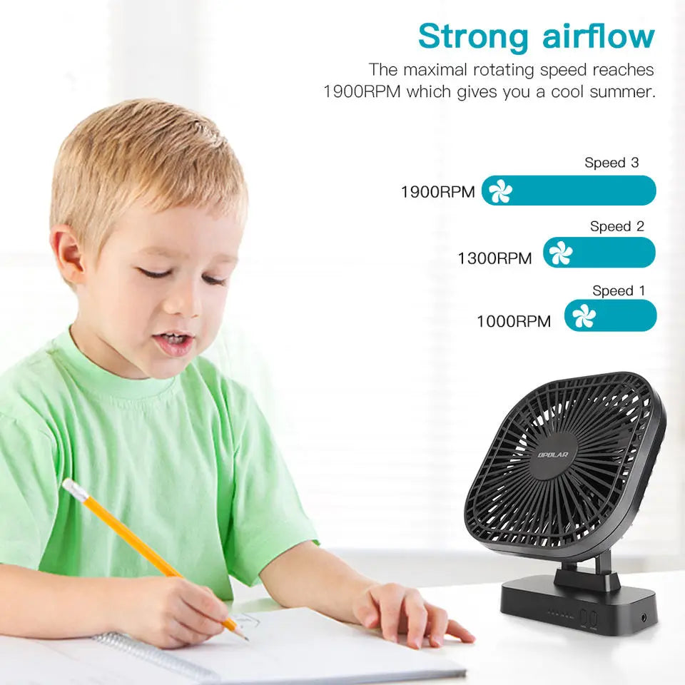 OPOLAR 5000mAh Table Mini Fan with Magnet Base Portable Personal Usb Small Fan Silent Wind