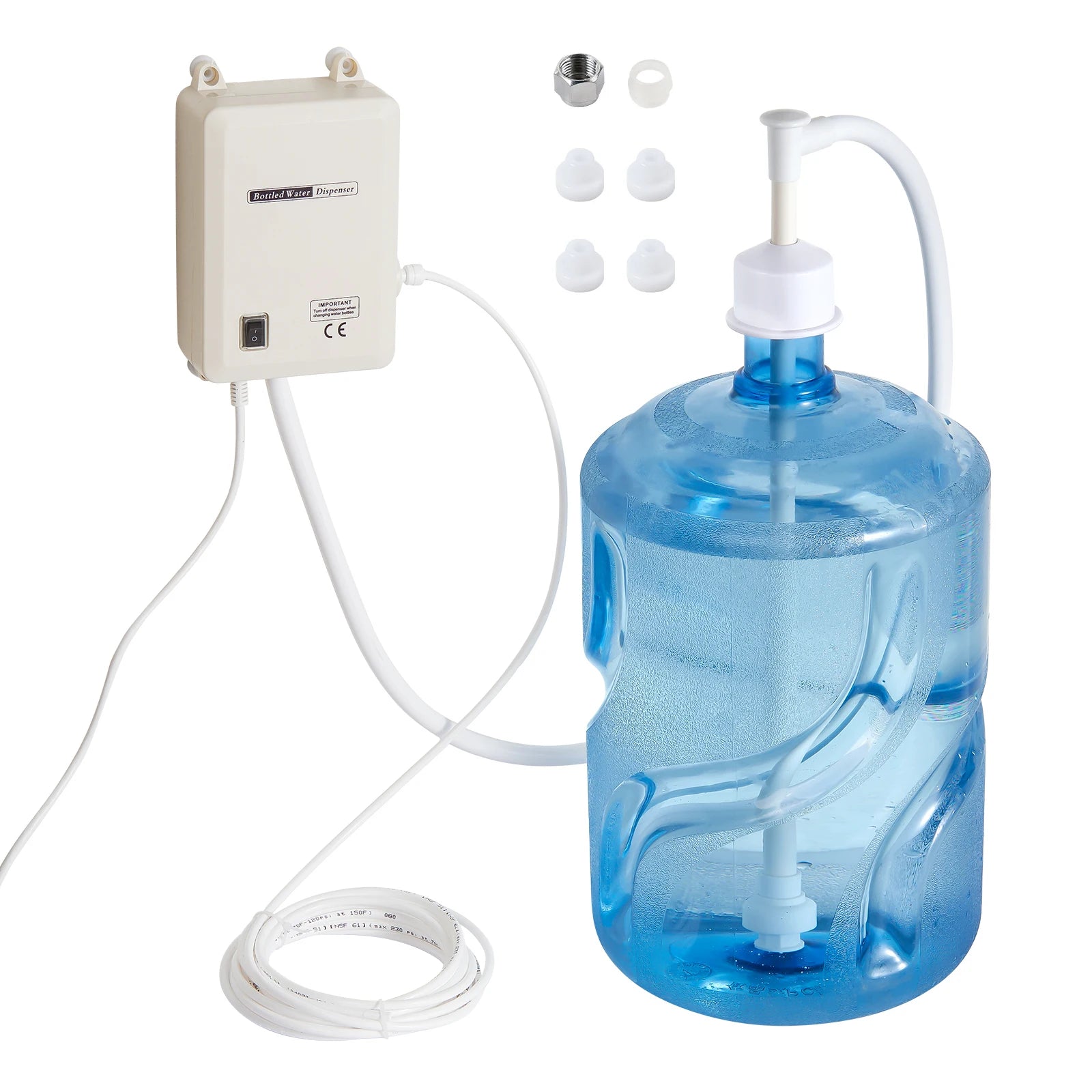 SucceBuy 5 Gallon Bottled Water Dispenser Pump System Automatic Electric Single Inlet Compatible Use w/ Tea Machine Refrigerator