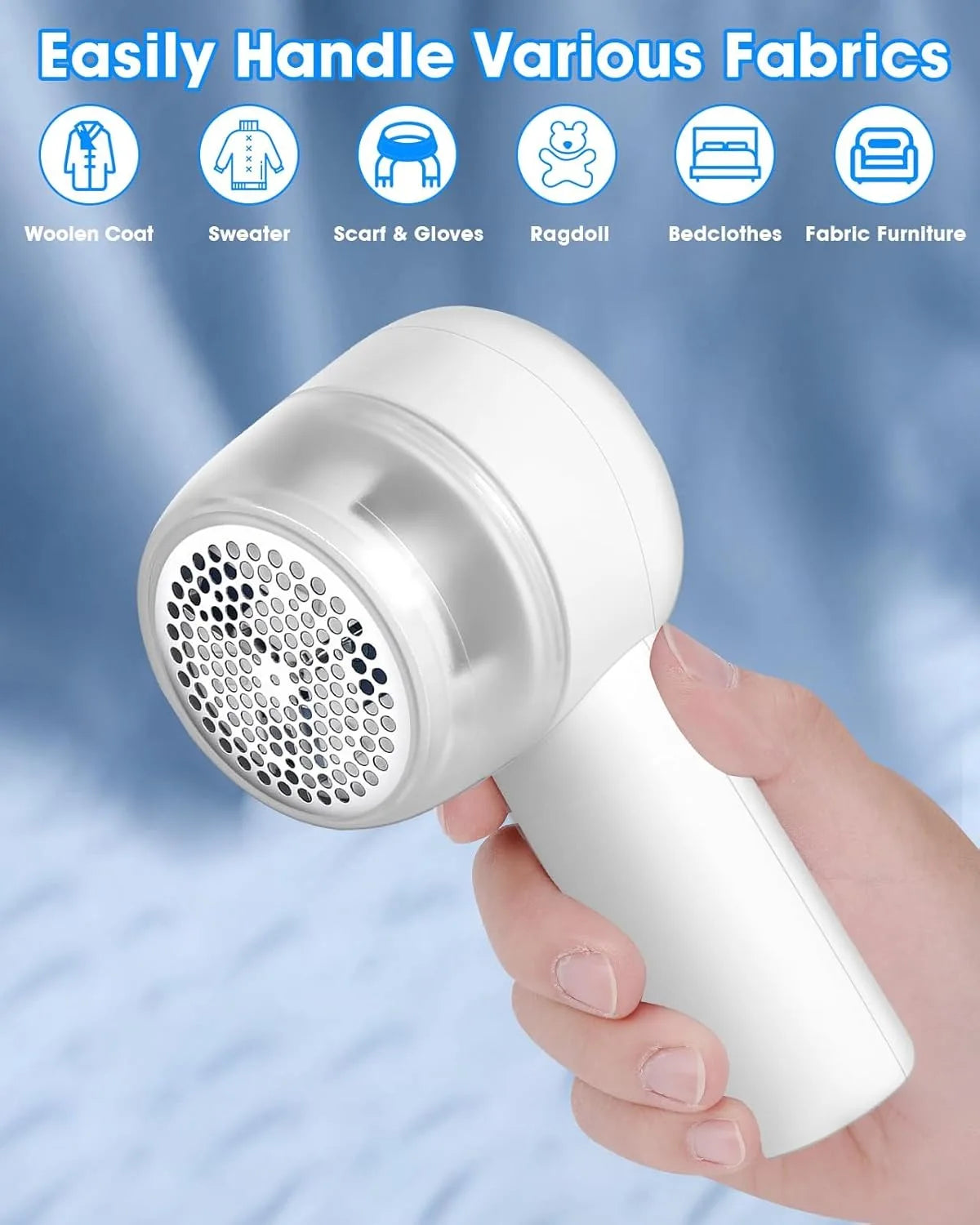 Electric Lint Remover Fabric Shaver for Clothes Portable Rechargeable Long-Lasting Battery Large Shaving Area 2 Speeds for Effortless Pilling Removal