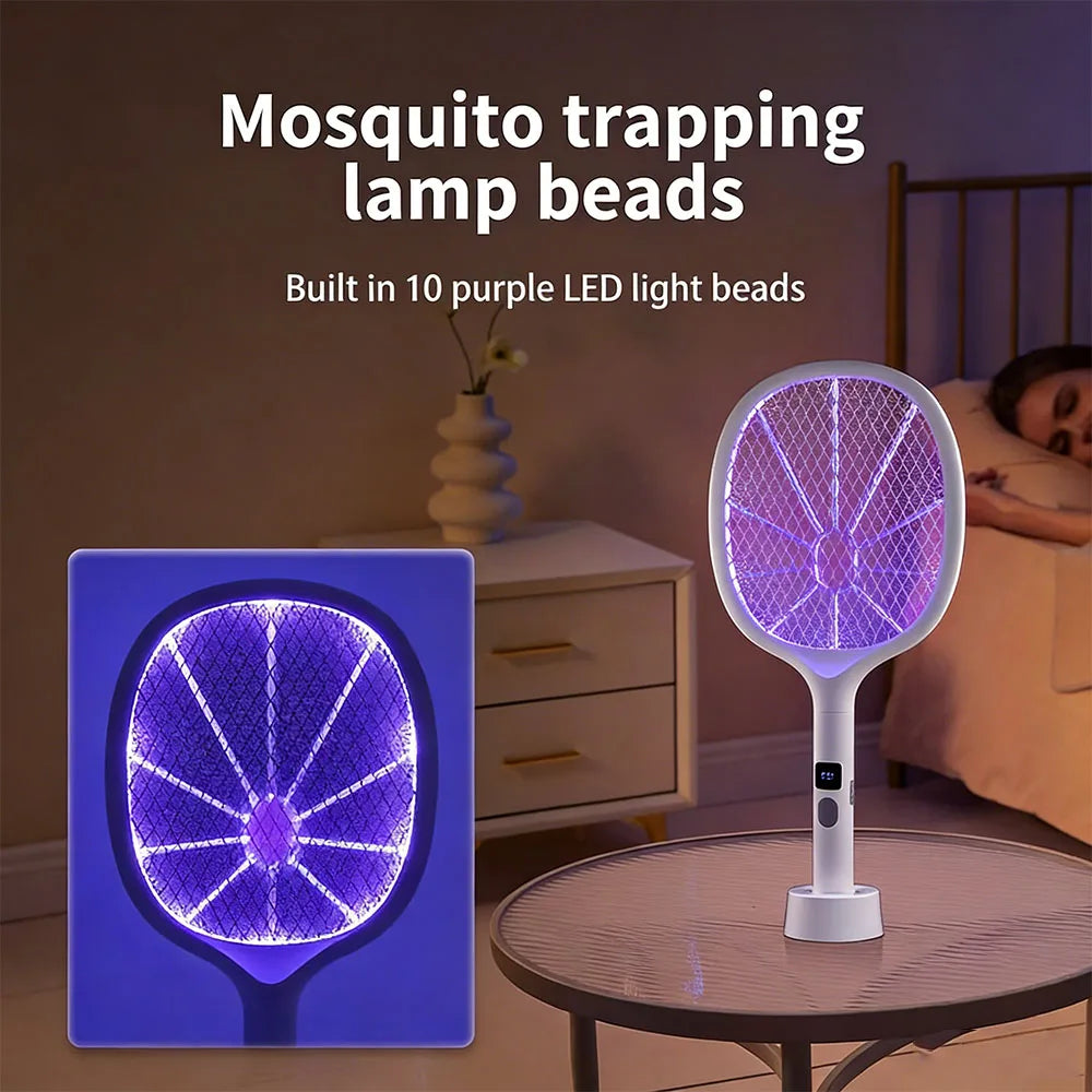 Electric Mosquito Swatter Brightness Display Type-C Rechargeable Insect Fly Zapper Mosquito Lamp Indoor Outdoor Pest Control