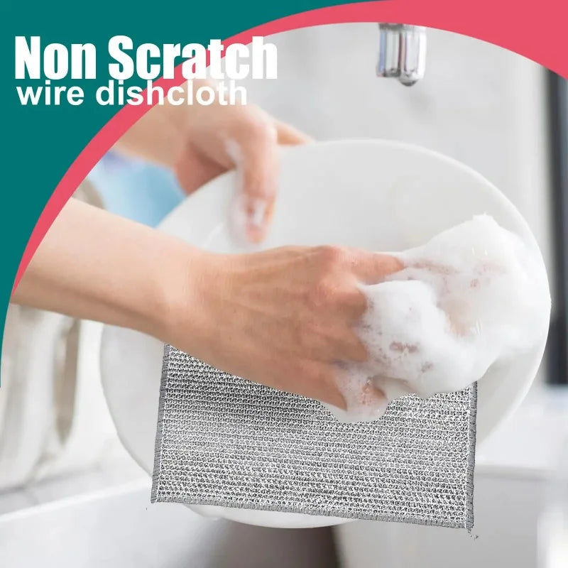 Wholesale Metal Steel Wire Rags Cloth Home Kitchen Pot Pan Dishwashing Double-sided Dishcloth Cleaning Cloths Towel Scrubber Rag