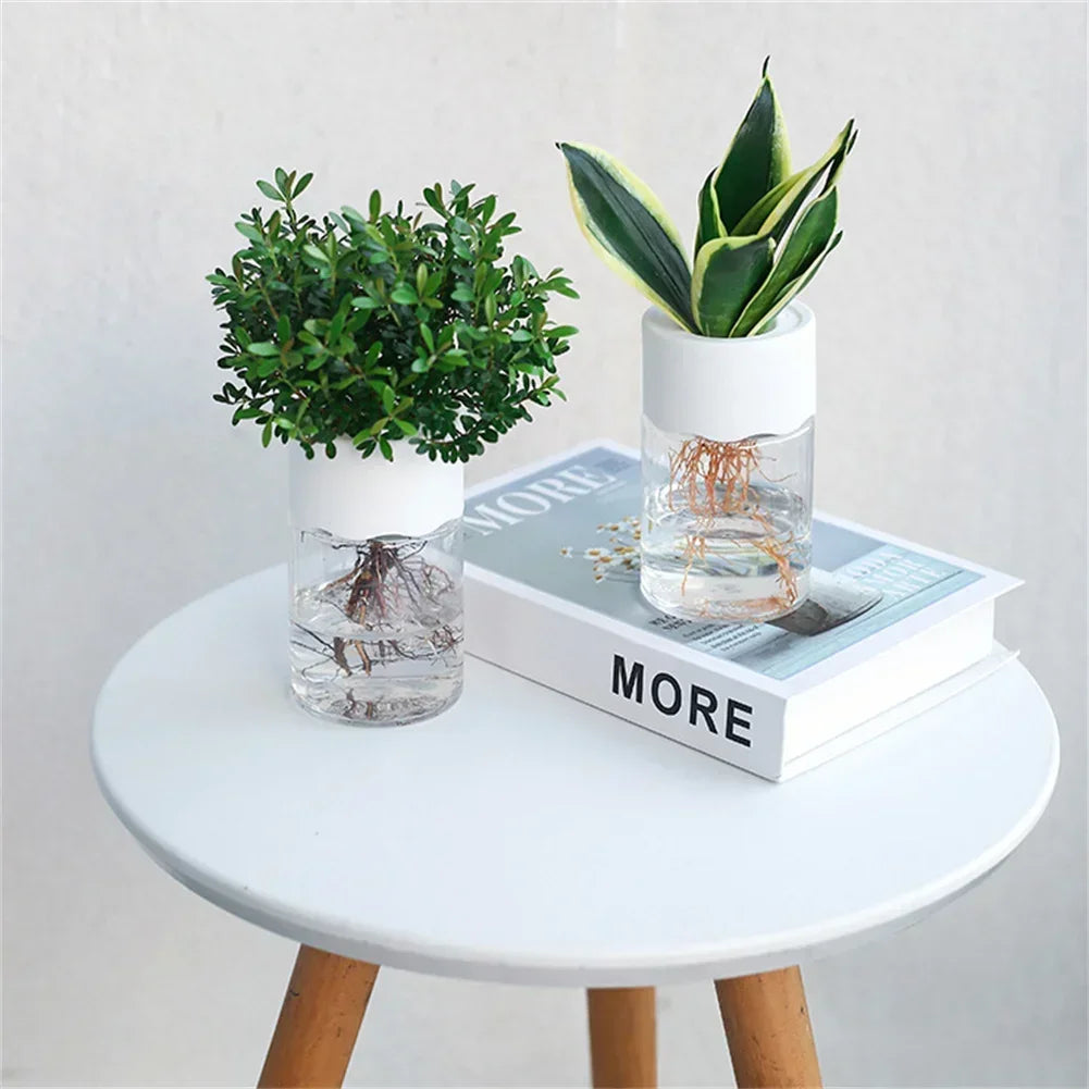 Mini Hydroponic Flower Pot Transparent Soilless Plant Vase Home Decor Imitation Glass Green Plant Pot for Desktop Window