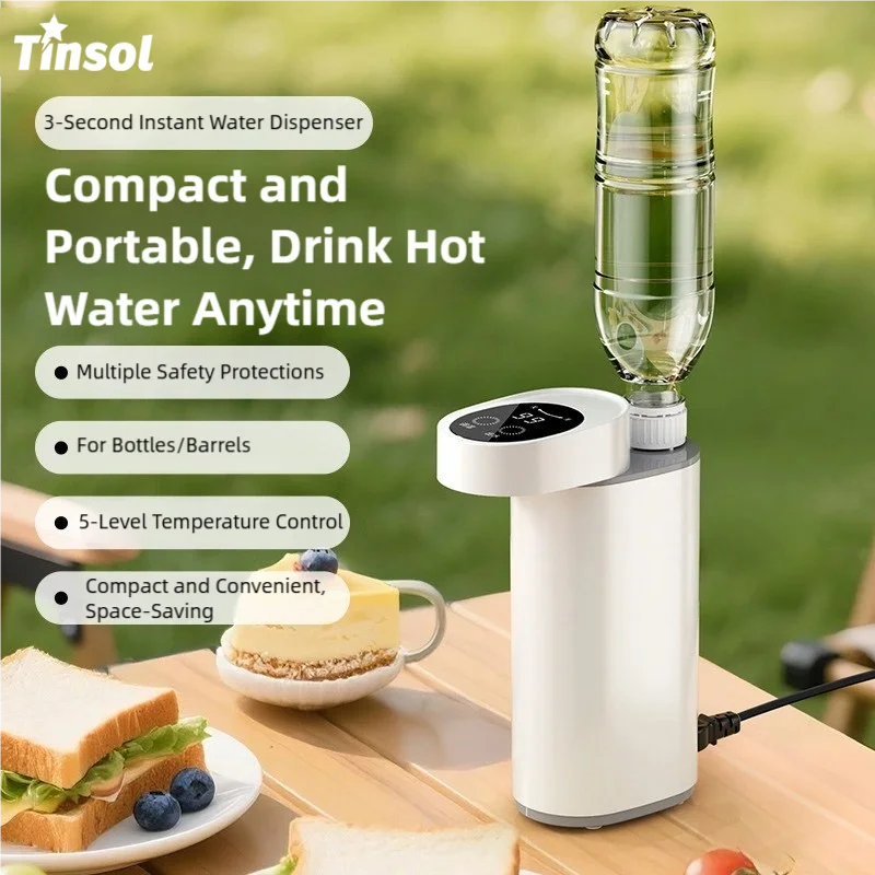 TINSOL 2000W Instant Water Heater, 3-Second Fast Heating, Portable Home Desktop Instant Water Heater with 5-Level Adjustment