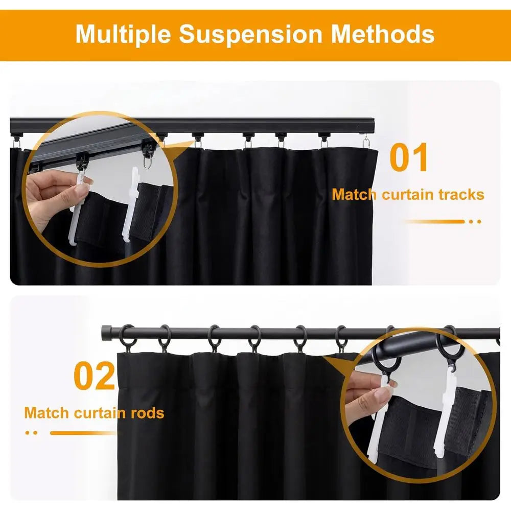 Room Divider Curtains Blackout Floor to Ceiling with Hook Wall Mount Sliding Door Curtains Ceiling Mount Extra Wide Curtain Wall