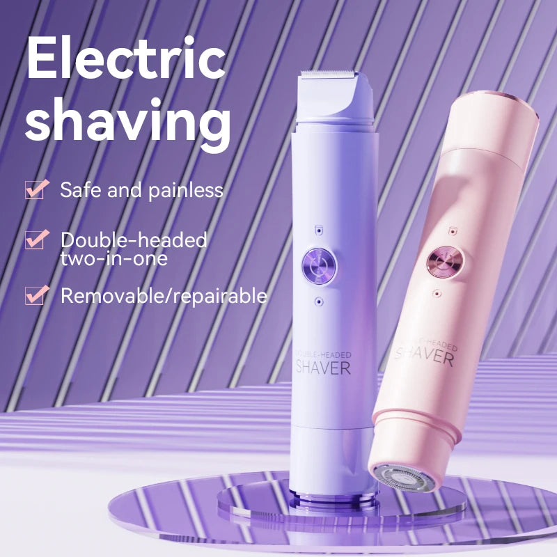 Women's Dual Head Electric Trimmer Portable Body Hair Shaver Private Area Hair Remover Rechargeable Ladies Grooming Device