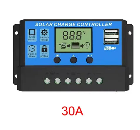 12V/24V 10A 30A Solar Charge Controller PWM & MPPT Dual Mode LCD Display Adjustable Timer Solar Panel Battery Regulator Hot Sale
