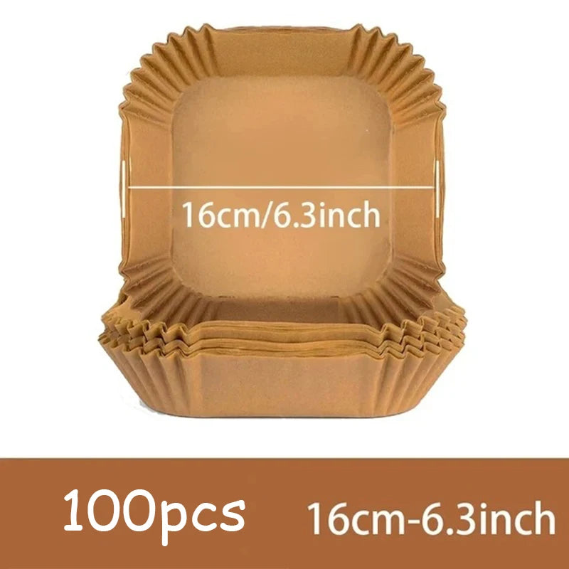 50Pcs Air Fryer Disposable Paper Non-Stick Airfryer Baking Papers Round Air-Fryer Paper Liners Paper Kitchen Accessories