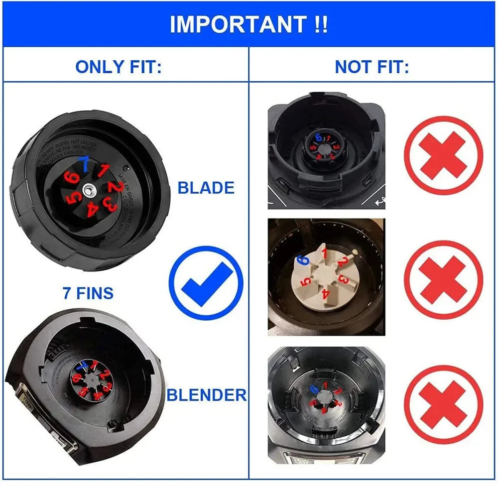 7 Fins Extractor Blades for Blender Replacement Parts with Washer Rubber for Nutri BL486 BL642 N102 BL682