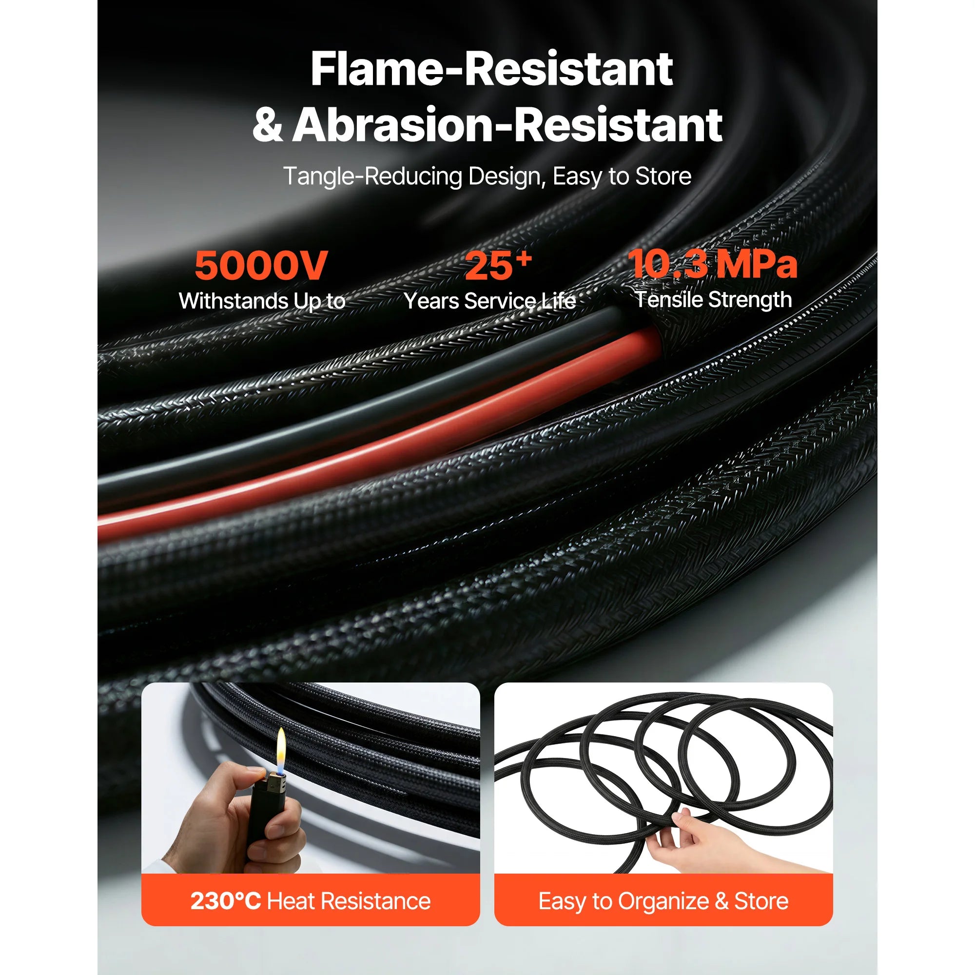 SucceBuy 30FT/50FT/100FT Solar Panel Extension Cable with Flame Retardant Protective Sleeving Female and Male Connectors for RV