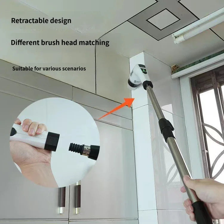 Electric Cleaning Brush:9-in-1 Head,Rotates Flexibly Multifunction Tool for Bathroom, Floors, Corner Gaps and Shower Room Glass