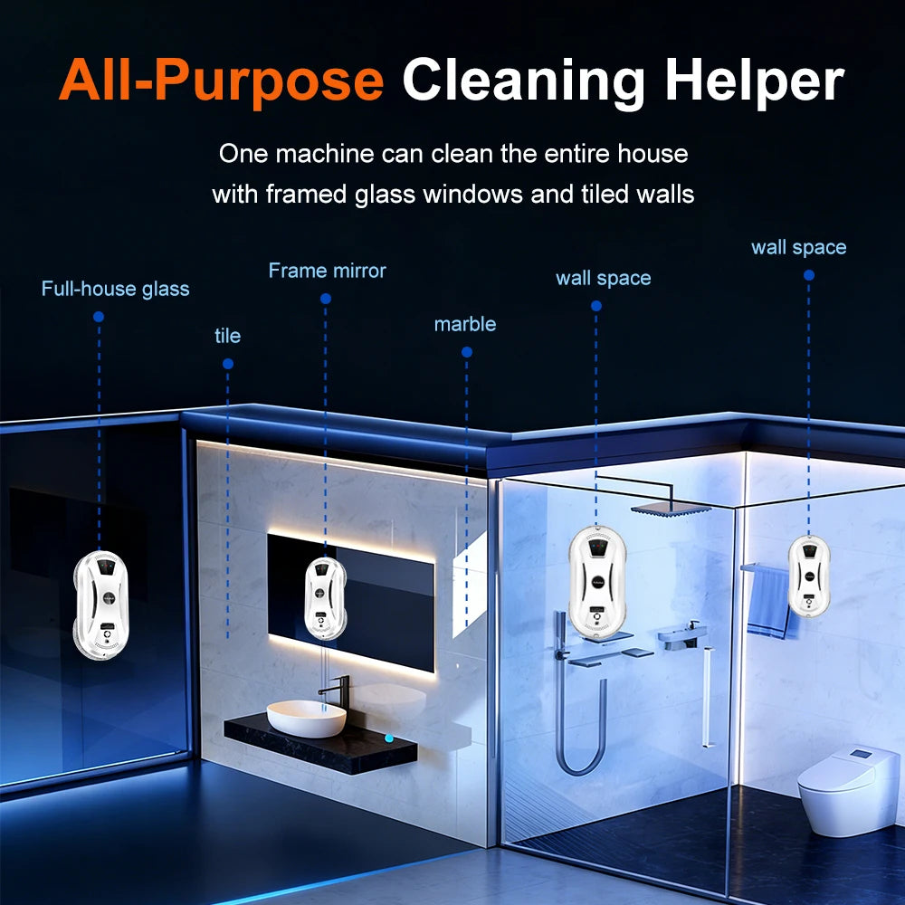 PuRuiKai Household Window Automatic Water Spray Cleaning Robot,With Intelligent Edge Detection System,Robot Glass Cleaner