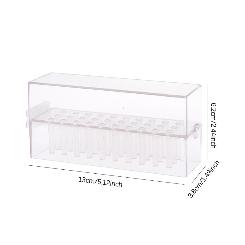 30 Holes Clear Nail Drill Bits Holder Storage Box For Milling Cutter Dustproof Nail Bit Case For Acrylic Nails Accessories
