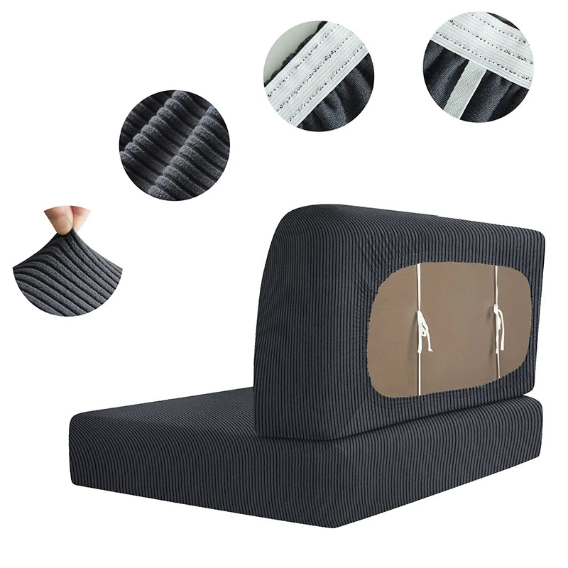 2pcs/set Striped RV Dinette Cushion Covers Stretch Splash Proof Camper Sofa Cover Removable Seat Covers Car Bench Backrest Cover