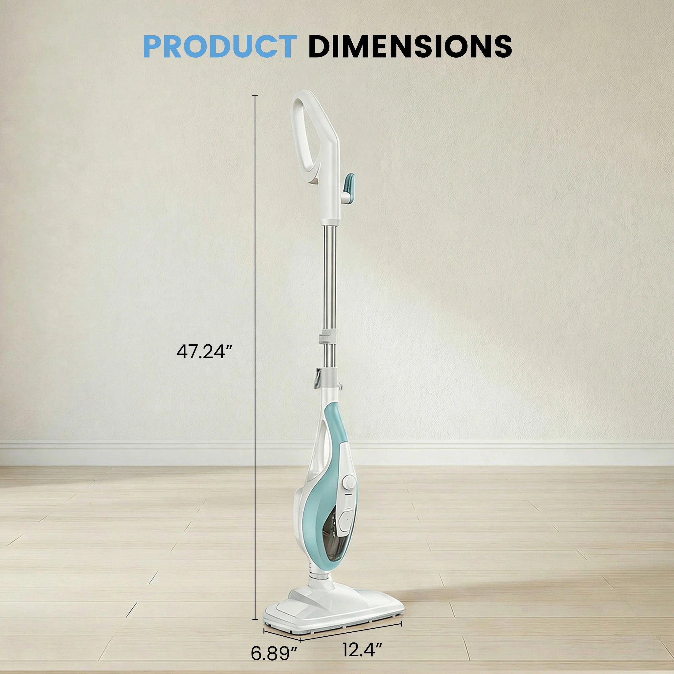 JHK 10-in-1 Steam Mop 1550W Detachable Handheld Steam Cleaner for Floor Cleaning 16FT Cord 2 Washable Pads Multi-Purpose