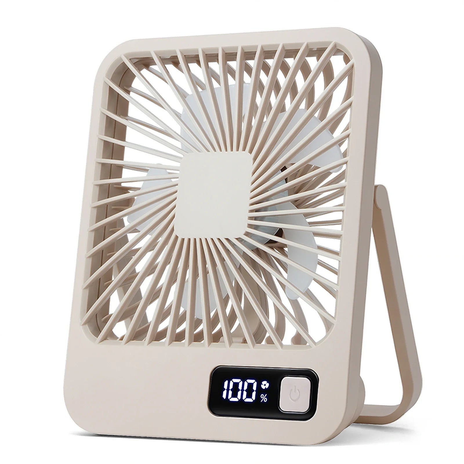 USB Rechargeable Foldable Desk Fan 180° Tilt Personal Fan, 5 Speeds Ultra Quiet With Power Display For Office Bedroom Travel