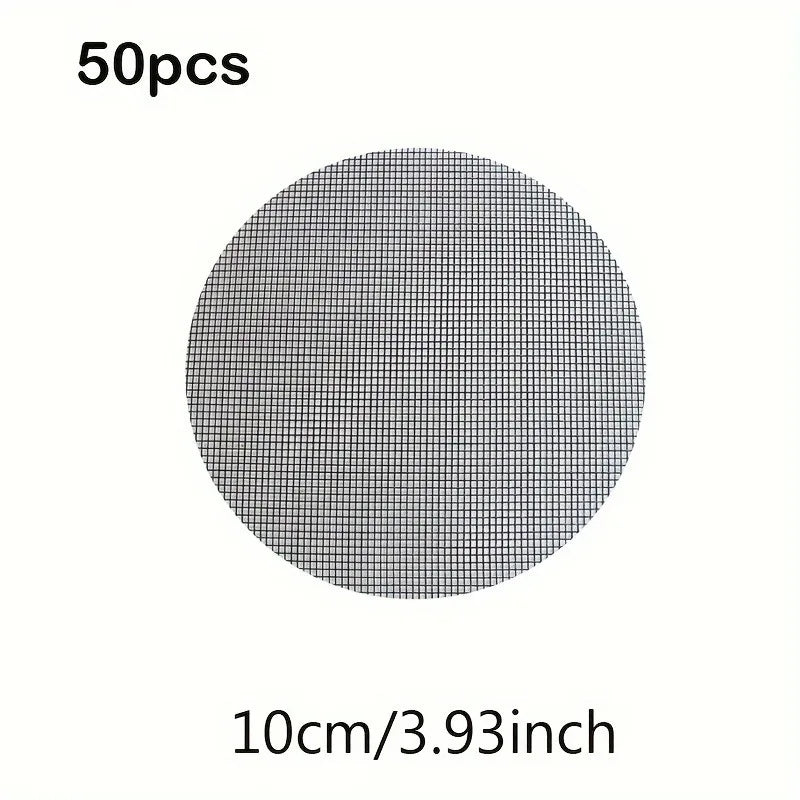 50pcs Round Drainage Mesh Pads for Flower Pots - Breathable, Prevents Soil Leakage, Reusable Mesh for Bonsai, Gardening Mesh