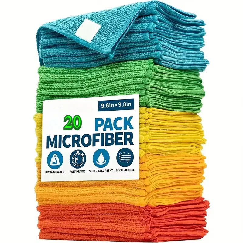 5/10/20/50pcs Microfiber Cleaning Cloth, Dishwashing Cloth Household Rag Kitchen Bathroom Cleaning Towel Durable Absorbent Towel