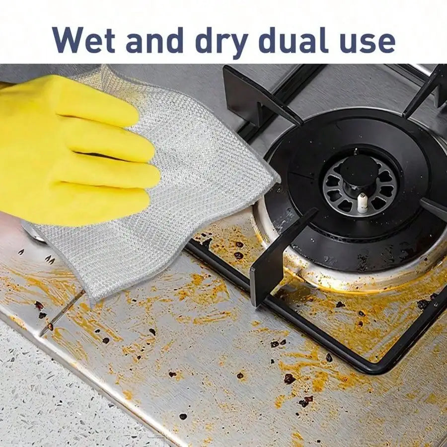 5/10/20Pcs Metal Wire Scouring Pads, Scratch‑Resistant Reusable Woven Cleaning Cloths Wet‑Dry Use For Pots Sink Stove Tableware Kitchen Use